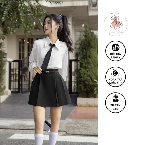 Chân váy xếp ly ngắn