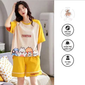 Đồ_ngủ_cotton_dán_suông_cổ_tròn_hoạt_hình_đáng_yêu