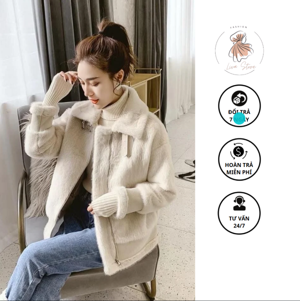 Áo khoác da lộn lông cao cấp cho nữ