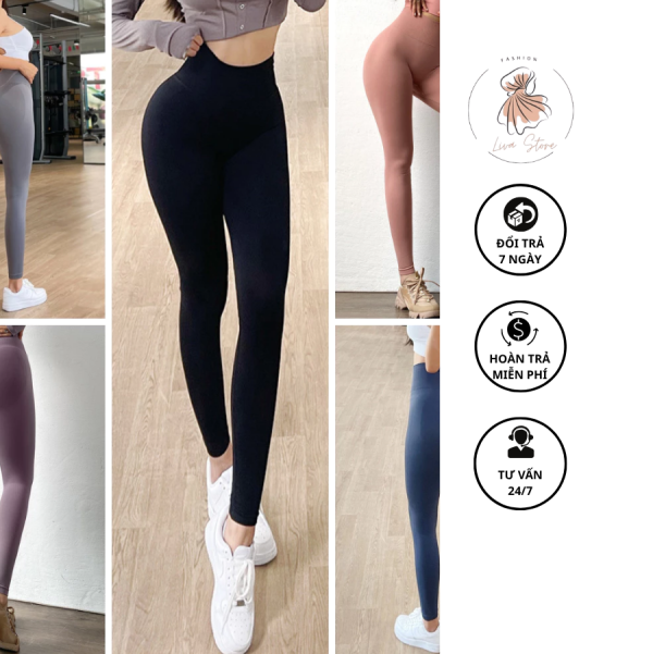 Quần dài tập gym yoga nữ vải dệt kim, quần legging chun mông tập gym - Hình ảnh 3