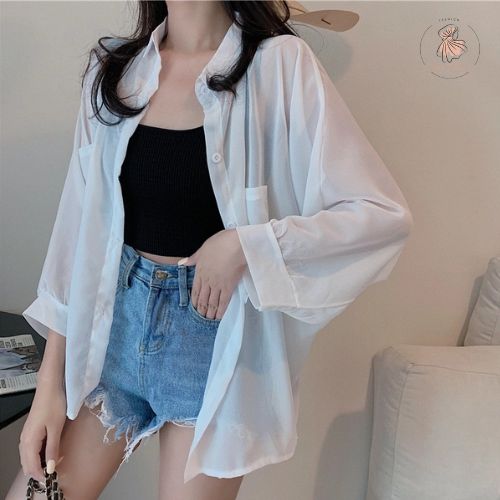 áo khoác sơ mi nữ form rộng
