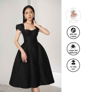váy cá tính nữ màu đen Váy đen xòe dịu dàng