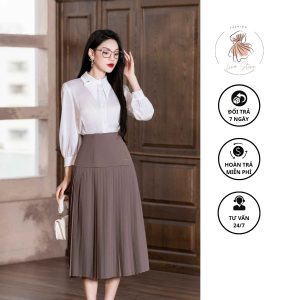 Các kiểu chân váy dài qua gối chân váy xòe xếp ly Các kiểu chân váy dài qua gối chân váy xòe xếp ly