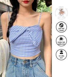 Mẫu áo mặc với chân váy xoè áo hai dây